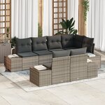 vidaXL Ensemble de canapé de jardin de 7 pièces avec coussins en polyrotin gris