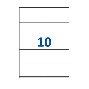Lot de 100 Planches étiquettes autocollantes blanches sur feuille A4 : 105 x 57 mm (10 étiquettes par feuille spéciales bons de transport)