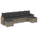 vidaXL Salon de jardin avec coussins 7 Pièces gris résine tressée