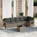 vidaXL Salon de jardin avec coussins 7 Pièces gris résine tressée
