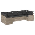 vidaXL Salon de jardin avec coussins 7 Pièces gris clair résine tressée