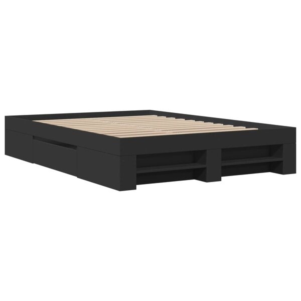 vidaXL Cadre de lit noir 140x190 cm bois d'ingénierie