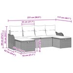 Ensemble de canapé de jardin vidaXL 6 pièces avec coussins Beige Poly Rotin