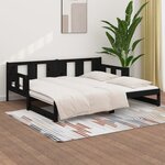 vidaXL Lit coulissant Noir Bois de pin solide 2x(80x200) cm