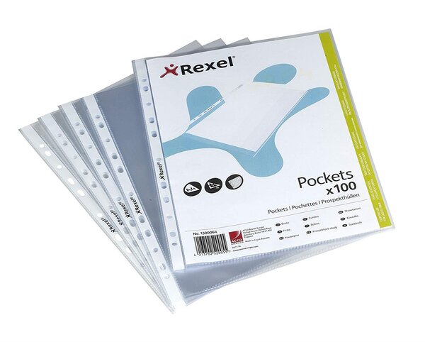 Lot de 100 Pochettes transparentes A4 Premium finition cristal 80microns REXEL