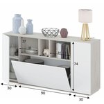 Buffet LOIRA - Mélaminé - Blanc artik et ciment - 3 portes + 3 niches de rangement - 150 x 41 x 76 cm