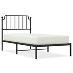 vidaXL Cadre de lit métal avec tête de lit noir 90x200 cm