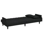 vidaXL Canapé-lit à 2 places et oreillers et repose-pied noir velours