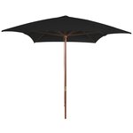 vidaXL Parasol d'extérieur avec mât en bois Noir 200x300 cm