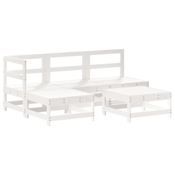 vidaXL Salon de jardin 5 Pièces blanc bois massif de pin