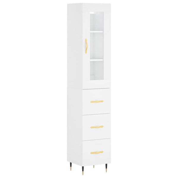 vidaXL Buffet haut Blanc 34 5x34x180 cm Bois d'ingénierie