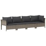 vidaXL Salon de jardin 4 Pièces avec coussins Gris Résine tressée