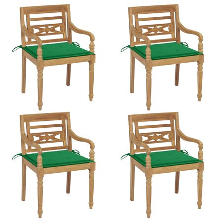 vidaXL Chaises Batavia avec coussins 4 Pièces Bois de teck solide