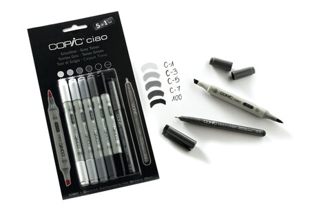 Set 5 marqueurs Copic Ciao Gris Froid + 1 Multiliner gratuit