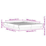 vidaXL Cadre de lit sans matelas sonoma gris 120x190 cm