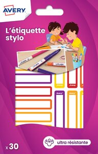 30 étiquettes stylos