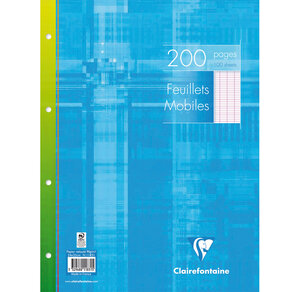 Paquet de 100 Feuillets mobiles sous film 24x32 200 pages séyès CLAIREFONTAINE