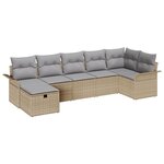 vidaXL Set de canapés de jardin 7 pièces avec coussins beige rotin poly