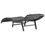 vidaXL Chaise longue pliable avec coussin Résine tressée Gris