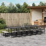 vidaXL Ensemble à manger de jardin 17 Pièces coussins noir résine tressée