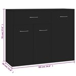 vidaXL Buffet Noir 88x30x70 cm Bois d'ingénierie
