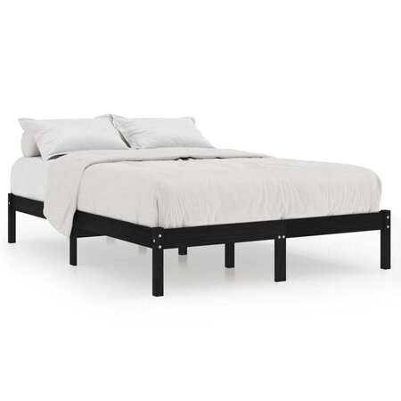 vidaXL Cadre de lit Noir Bois massif 180x200 cm Super King