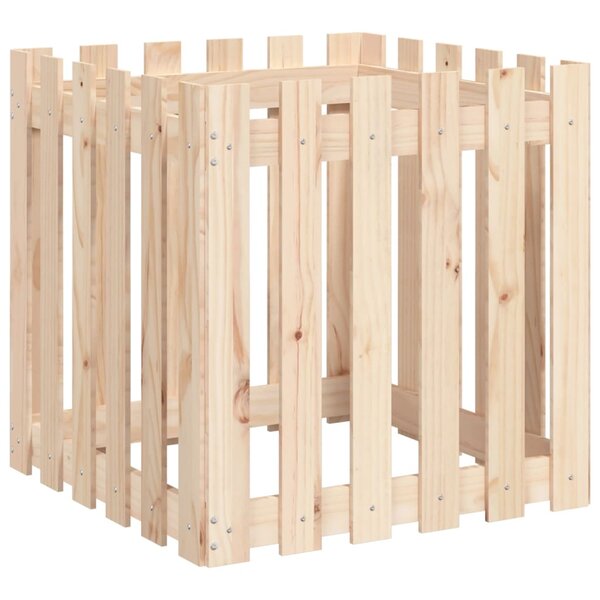 vidaXL Jardinière avec design de clôture 60x60x60 cm pin massif