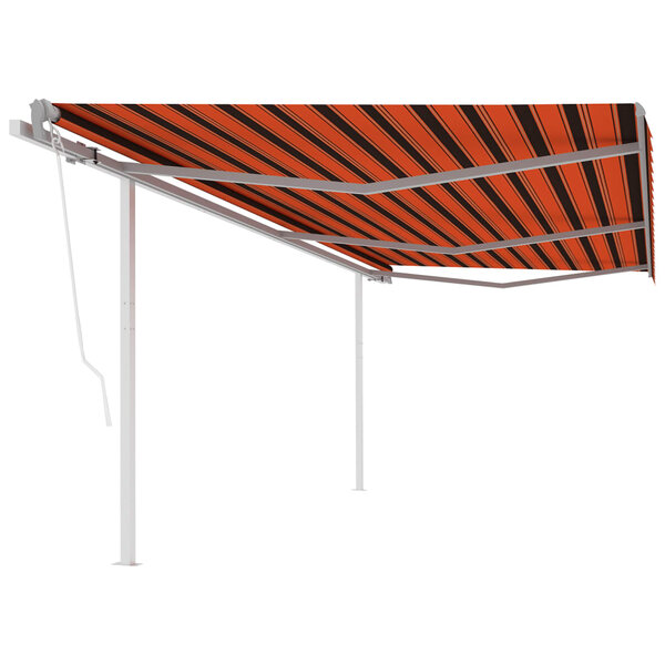 vidaXL Auvent automatique rétractable et poteaux 6x3 5 m Orange marron