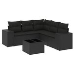 vidaXL Salon de jardin 6 Pièces avec coussins noir résine tressée
