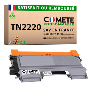 TN2220 - 1 Toner Compatible avec Brother TN2220 Noir (ou TN2210) - COMETE
