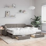 vidaXL Lit de jour avec gigogne et tiroirs taupe 90x200 cm tissu