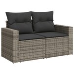 vidaXL Salon de jardin avec coussins 7 Pièces gris résine tressée