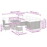 Ensemble de Canapés de Jardin vidaXL 12 pièces avec Coussins Gris Poly Rattan Acacia