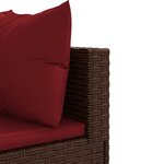 vidaXL Salon de jardin 4 Pièces avec coussins Marron Résine tressée