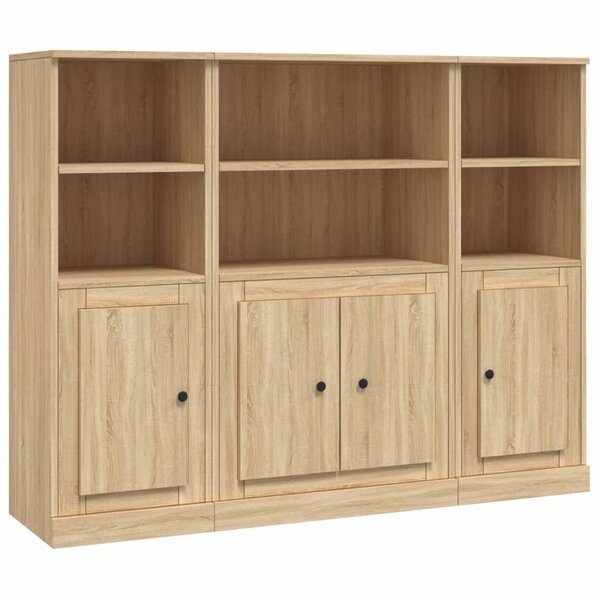vidaXL Buffets 3 Pièces chêne sonoma bois d'ingénierie