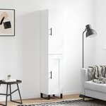 vidaXL Buffet haut Blanc brillant 34 5x34x180 cm Bois d'ingénierie