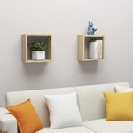 vidaXL Étagères cube murales 2 Pièces chêne sonoma 30x15x30 cm