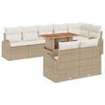 vidaXL Set de jardin 9 pièces avec coussins en beige poly rattan et acacia