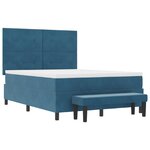 vidaXL Lit à ressort avec matelas et banc bleu nuit 140x190 cm en velours
