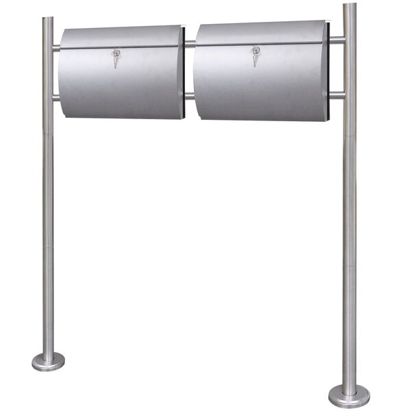 Boite aux lettres double design contemporain acier inoxydable sur pieds 120 cm