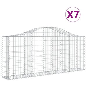 vidaXL Paniers à gabions arqués 7 Pièces 200x30x80/100 cm Fer galvanisé