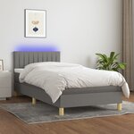 vidaXL Sommier à lattes de lit avec matelas et LED Gris foncé 90x190cm
