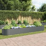 vidaXL Lit surélevé de jardin 400x80x44 cm Acier galvanisé Gris