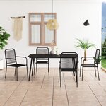 vidaXL Ensemble à manger de jardin 5 Pièces Corde en coton et acier Noir