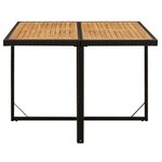 vidaXL Table de jardin Noir 109x107x74 cm Résine tressée bois massif