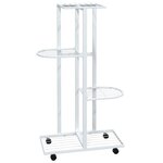 vidaXL Jardinière à 4 niveaux avec roues 44x23x80 cm Blanc Fer
