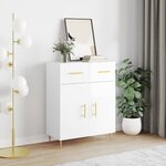 vidaXL Buffet Blanc brillant 69 5x34x90 cm Bois d'ingénierie