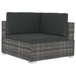 vidaXL Salon de jardin avec coussins 3 Pièces résine tressée gris