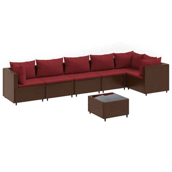 vidaXL Salon de jardin avec coussins 7 Pièces marron résine tressée
