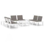 vidaXL Salon de jardin 6 Pièces avec coussins Plastique Blanc